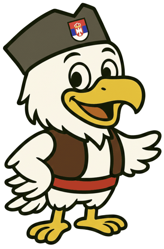 Friendly Serbian eagle mascot